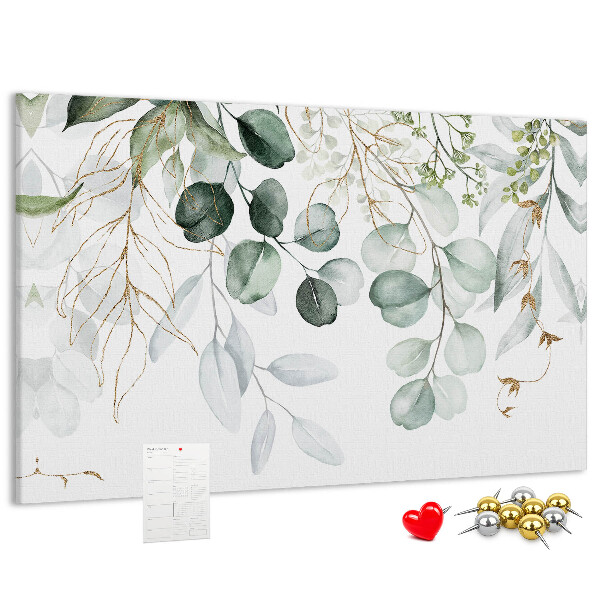 Tableau de liège Feuilles délicates dans des tons de vert