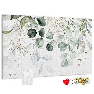 Tableau de liège Feuilles délicates dans des tons de vert