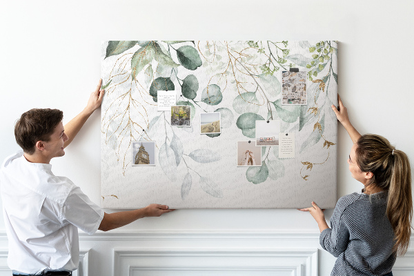 Tableau de liège Feuilles délicates dans des tons de vert