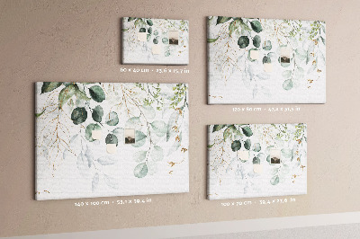 Tableau de liège Feuilles délicates dans des tons de vert