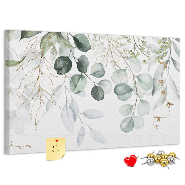 Tableau de liège Feuilles délicates dans des tons de vert