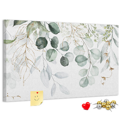 Tableau de liège Feuilles délicates dans des tons de vert