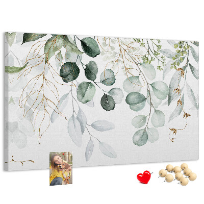 Tableau de liège Feuilles délicates dans des tons de vert