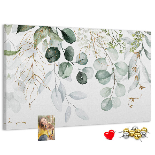 Tableau de liège Feuilles délicates dans des tons de vert