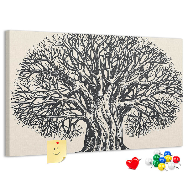Tableau affichage liège Branches d'arbres entrelacées en noir.