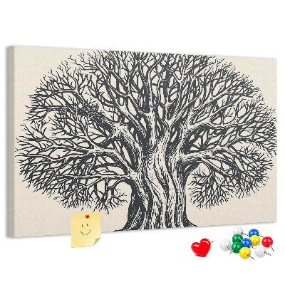 Tableau affichage liège Branches d'arbres entrelacées en noir.