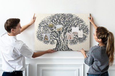 Tableau affichage liège Branches d'arbres entrelacées en noir.