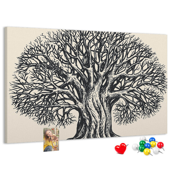 Tableau affichage liège Branches d'arbres entrelacées en noir.