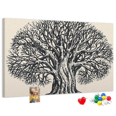 Tableau affichage liège Branches d'arbres entrelacées en noir.