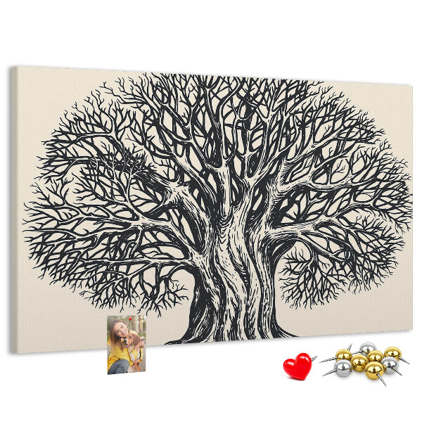 Tableau affichage liège Branches d'arbres entrelacées en noir.