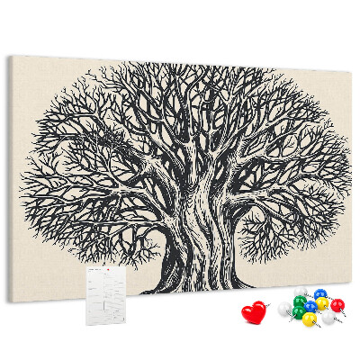 Tableau affichage liège Branches d'arbres entrelacées en noir.