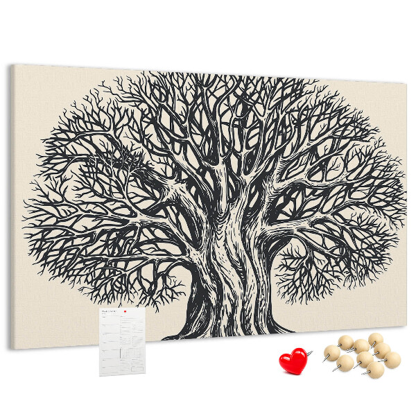 Tableau affichage liège Branches d'arbres entrelacées en noir.