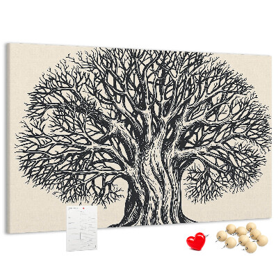 Tableau affichage liège Branches d'arbres entrelacées en noir.