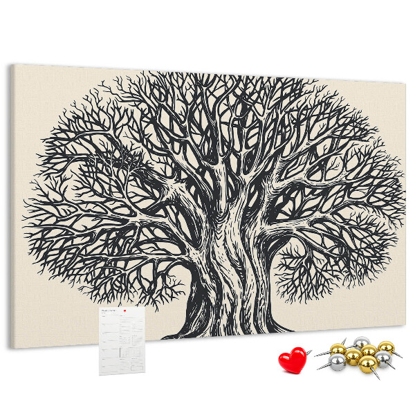 Tableau affichage liège Branches d'arbres entrelacées en noir.