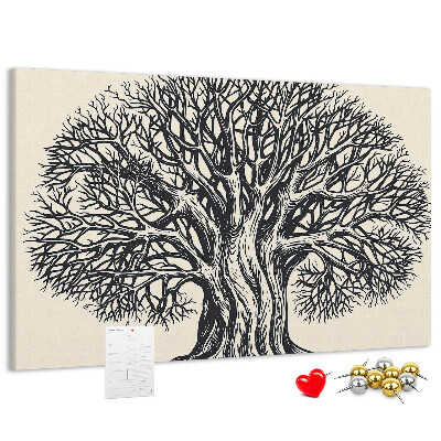 Tableau affichage liège Branches d'arbres entrelacées en noir.