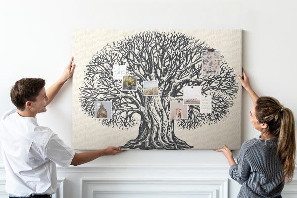 Tableau affichage liège Branches d'arbres entrelacées en noir.