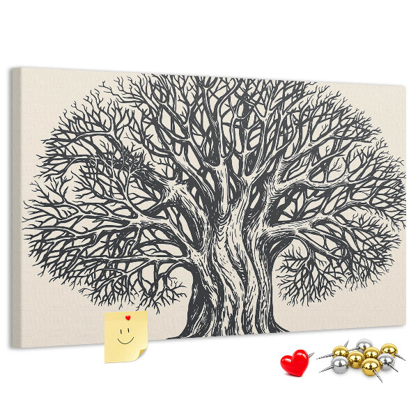 Tableau affichage liège Branches d'arbres entrelacées en noir.