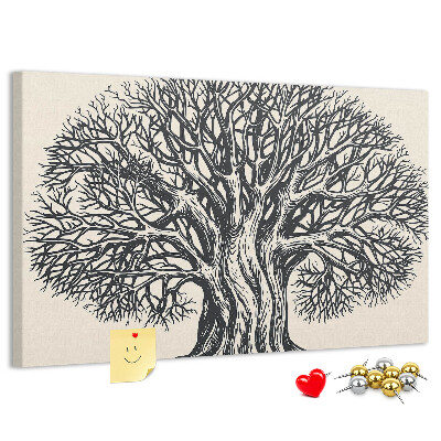 Tableau affichage liège Branches d'arbres entrelacées en noir.