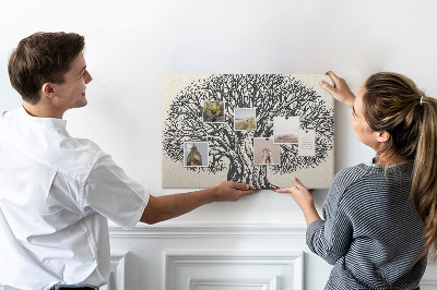 Tableau affichage liège Branches d'arbres entrelacées en noir.