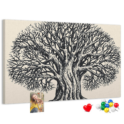 Tableau affichage liège Branches d'arbres entrelacées en noir.