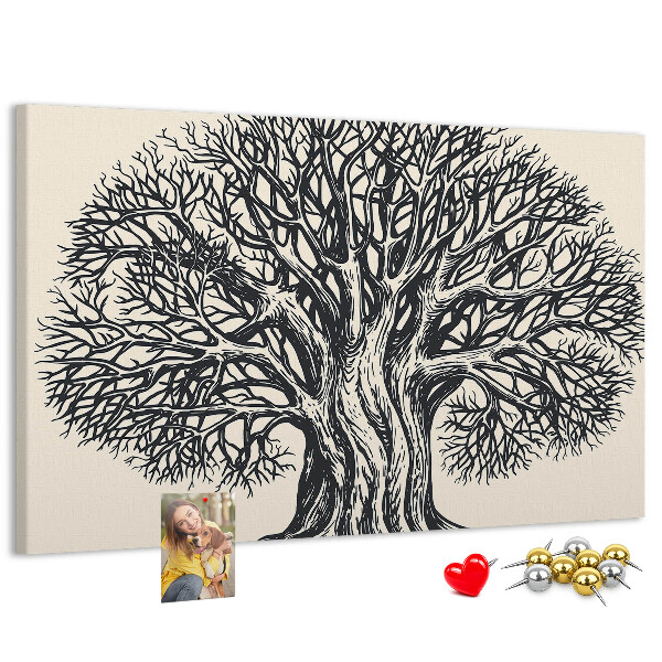 Tableau affichage liège Branches d'arbres entrelacées en noir.