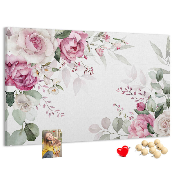 Tableau en liège Motif floral aux teintes pastel