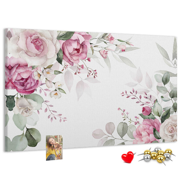 Tableau en liège Motif floral aux teintes pastel