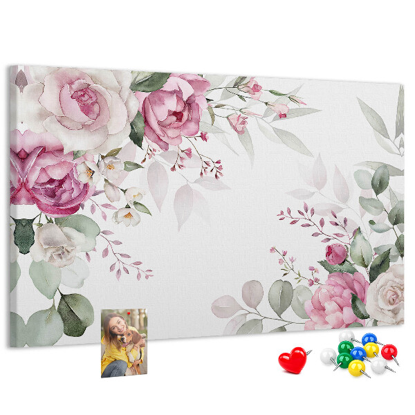 Tableau en liège Motif floral aux teintes pastel