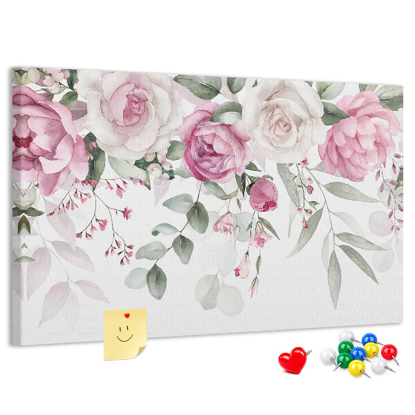 Tableau affichage liège Motif floral dans des tons roses délicats