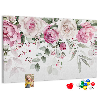 Tableau affichage liège Motif floral dans des tons roses délicats