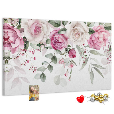 Tableau affichage liège Motif floral dans des tons roses délicats