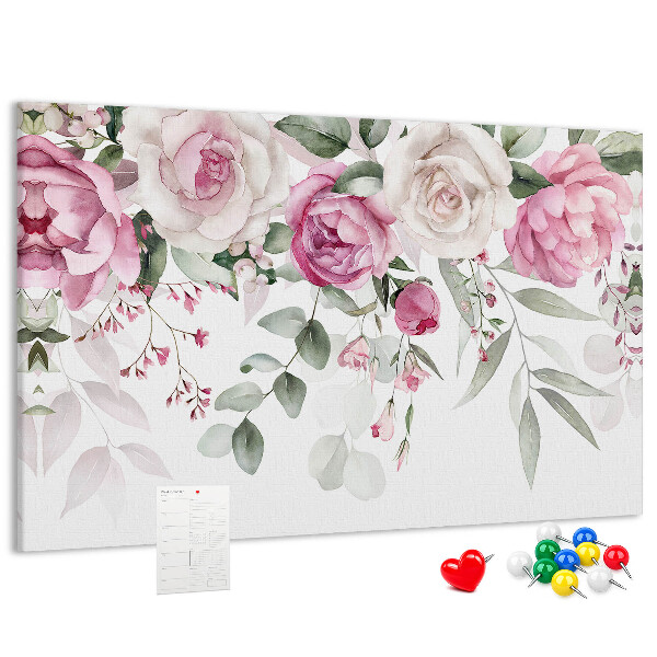 Tableau affichage liège Motif floral dans des tons roses délicats