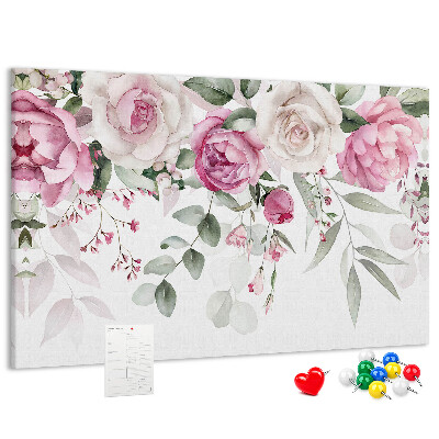 Tableau affichage liège Motif floral dans des tons roses délicats