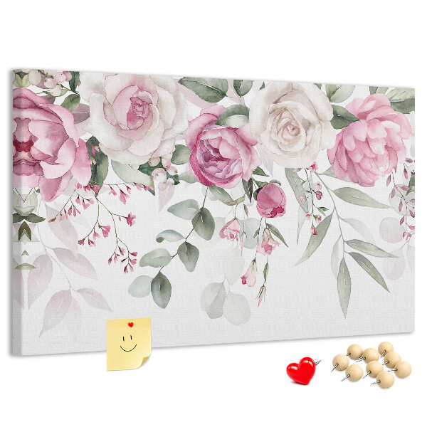 Tableau affichage liège Motif floral dans des tons roses délicats