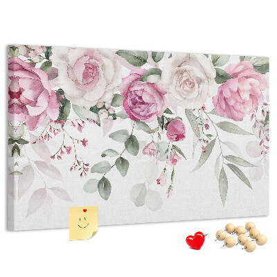 Tableau affichage liège Motif floral dans des tons roses délicats