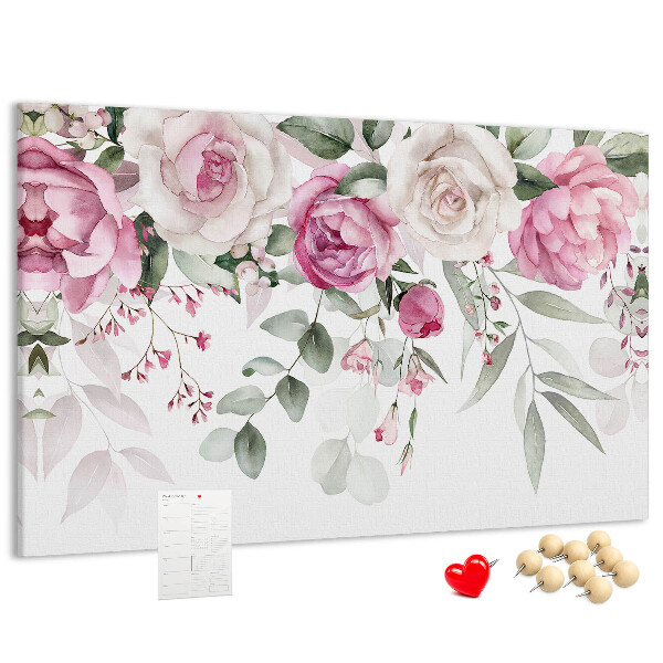 Tableau affichage liège Motif floral dans des tons roses délicats