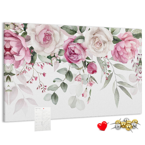 Tableau affichage liège Motif floral dans des tons roses délicats