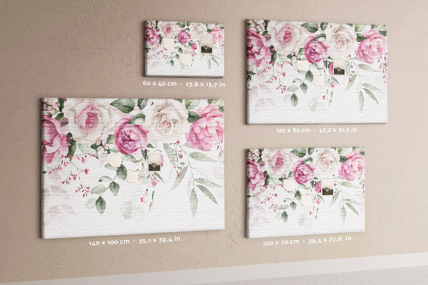 Tableau affichage liège Motif floral dans des tons roses délicats