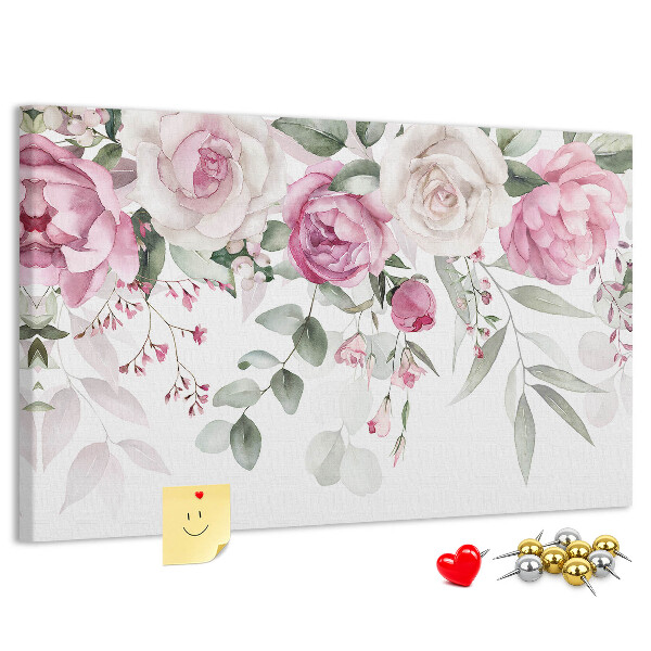 Tableau affichage liège Motif floral dans des tons roses délicats