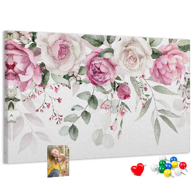 Tableau affichage liège Motif floral dans des tons roses délicats