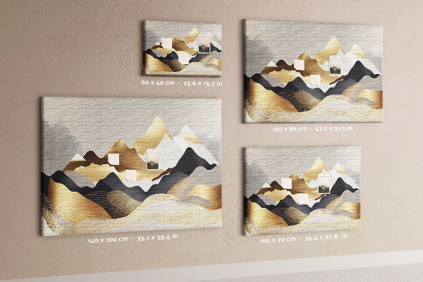 Tableau de liège Montagnes dorées sur fond gris