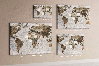 Tableau en liège Carte du monde dans des tons de brun.