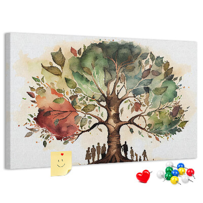 Tableau affichage liège L'Arbre de Vie avec des gens à l'ombre