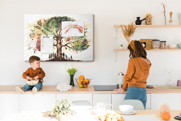 Tableau affichage liège L'Arbre de Vie avec des gens à l'ombre