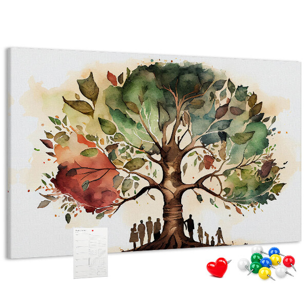 Tableau affichage liège L'Arbre de Vie avec des gens à l'ombre