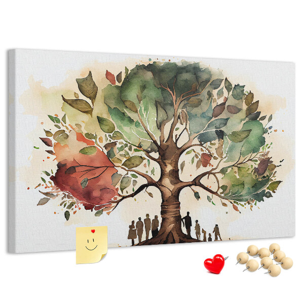 Tableau affichage liège L'Arbre de Vie avec des gens à l'ombre