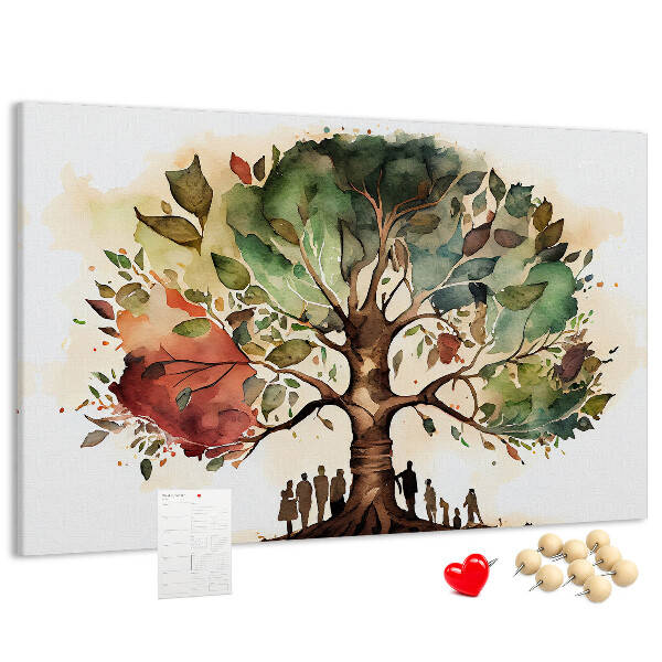 Tableau affichage liège L'Arbre de Vie avec des gens à l'ombre