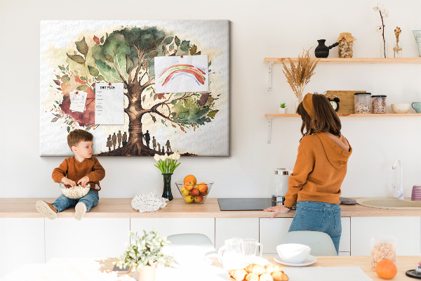 Tableau affichage liège L'Arbre de Vie avec des gens à l'ombre