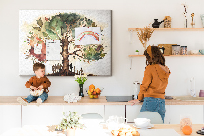 Tableau affichage liège L'Arbre de Vie avec des gens à l'ombre