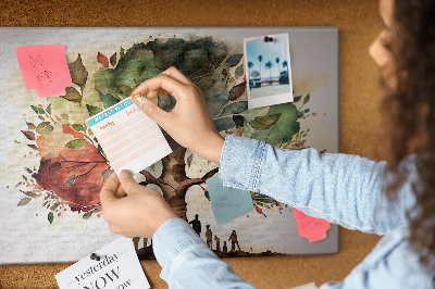 Tableau affichage liège L'Arbre de Vie avec des gens à l'ombre